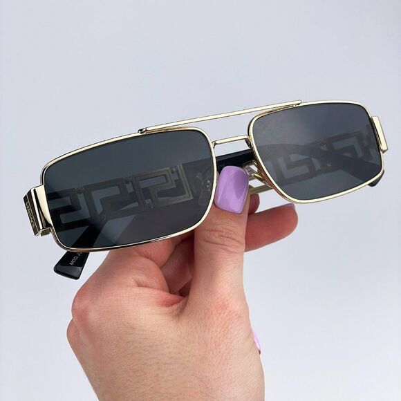 Versace VE2257 100287 Sunglasses Gold Dark Grey Metal Pilot Unisex - Picture 1 of 14